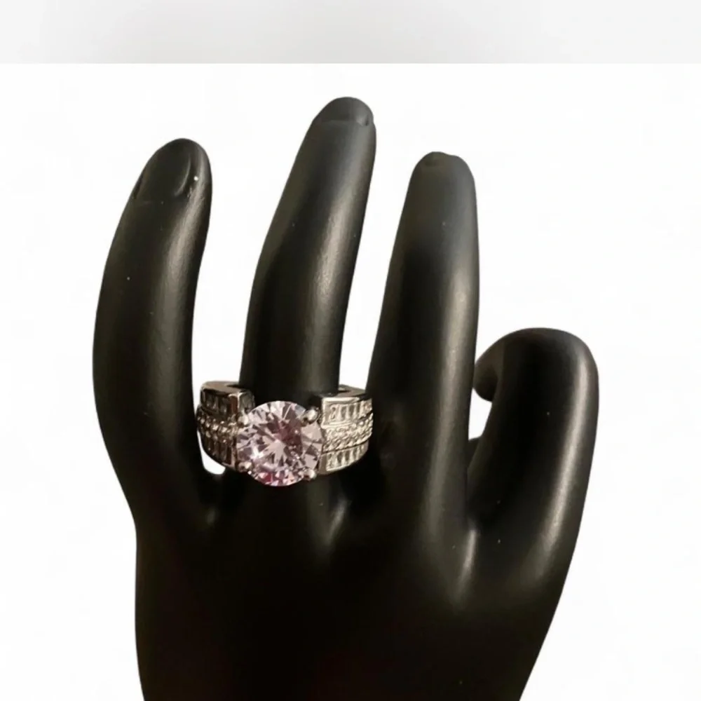 Iced out,Stunning Silver Ring 💍 Cubic Zirconia Center Stone. No One Will Know! 😉